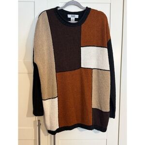Segue Colorblock‎ Patchwork Cozy Knit Sweater Top XL 18 20 Acrylic